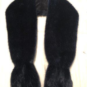 Helen Moore Faux Fur Vixen Scarf Deep Navy New